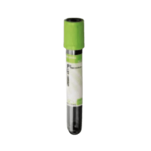 Vacutainer Vacumed® pentru biochimie/imunologie, cu heparină de sodiu. Capac verde.